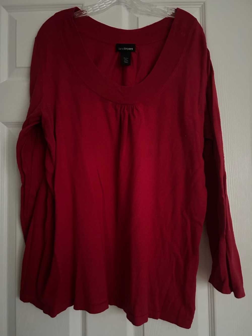 Lane Bryant Deep Red Long-Sleeve Scoop Neck Sweater
